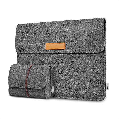 Inateck Funda Blanda en Fieltro Compatible con 13 MacBook Air 2020 M1-2018, 13 MacBook Pro 2020 M1-2016, Surface Pro X/7/6/5/4/3/, XPS13, 12.9 iPad Pro, Gris Oscuro