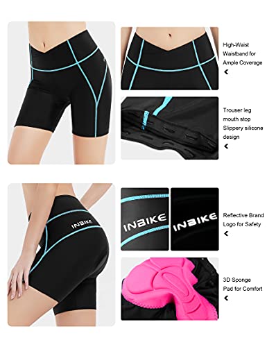 INBIKE Culotte Ciclismo Mujer Pantalon Corto Ciclismo Mujer Bicicleta MTB para Verano con Badana Almohadilla Espuma De Alta Densidad con Memoria