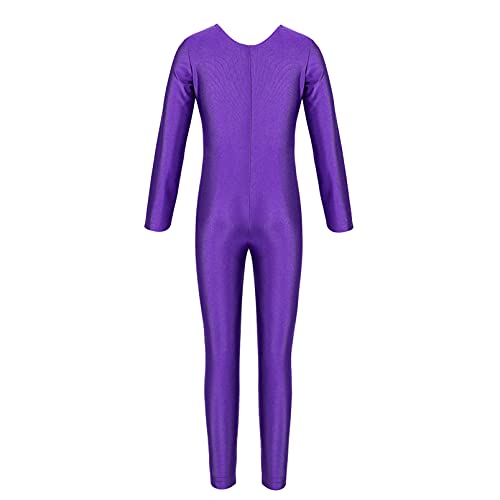 inhzoy Mono de Danza Ballet para Niña Manga Larga Elástico Maillot Leotardo de Gimnasia Rítmica Jumpsuit Patinaje Artístico Ropa Deporte Yoga Fitness Morado 7-8 años