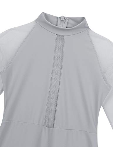 inhzoy Mono de Danza Ballet para Niña Manga Larga Maillot Elástico de Gimnasia Rítmica Leotardo de Baile Patinaje Artístico Traje de Bailarina Gris 7-8 años