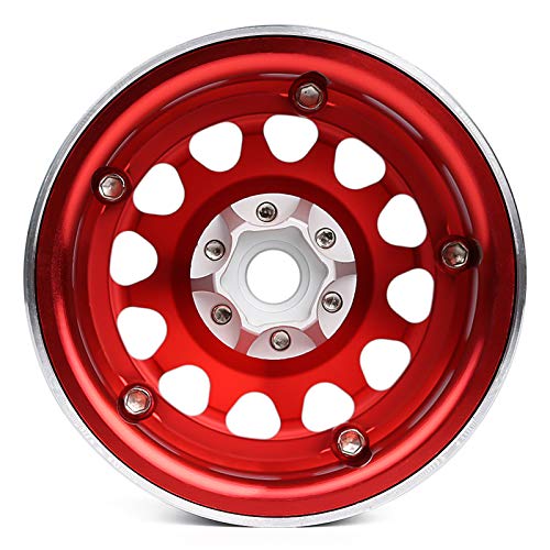 INJORA 2,2inch Pulgadas Beadlock RC Llanta de Rueda RC Coche 2,2 Rueda Rim Beadlock Cubo de Rueda para 1:10 RC Rock Crawler Axial SCX10 RR10 Wraith 90048 90018 Traxxas TRX4 (Rojo)