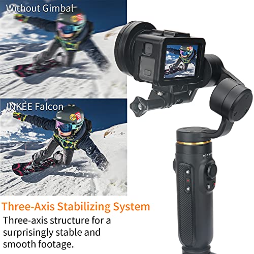 INKEE Falcon Gimbal Stabilizer Control inalámbrico, estabilizador de cámara de Mano de 3 Ejes Compatible con GoPro Hero 9, 8, 7, 6, 5, OSMO Action, Otras cámaras de acción batería de 9 h de duración