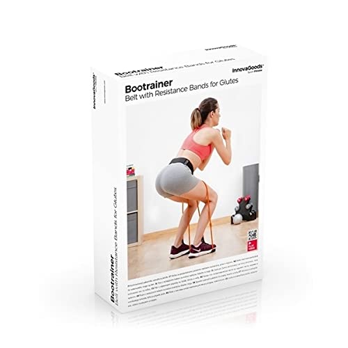 InnovaGoods Cinturón con Bandas de Resistencia para Glúteos y Guía de Ejercicios Bootrainer, Adultos Unisex, Negro, Naranja,