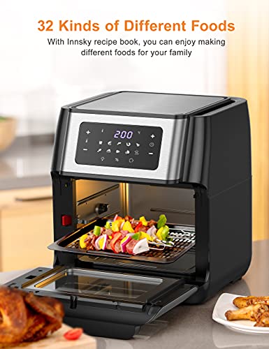 Innsky Freidora sin Aceite 10L, 1500W Freidora Aire con 10 Programas, Air Fryer con 6 Accesorios Gratis, Horno Aire Caliente, Deshidratar, Pantalla LED Táctil, Temporizador, con Recetas