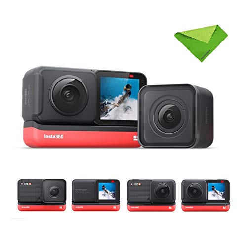 Insta 360 Insta360 ONE R 4K Cámara de acción de gran angular con sistema de cámara 360 para grabar vídeos de selfie y Vlog, IPX8 resistente al agua control de voz, edición Twin