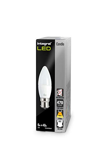 Integral LED 6 W LED con forma de vela bombilla tipo vela (2700 K, BC, B22, casquillo)