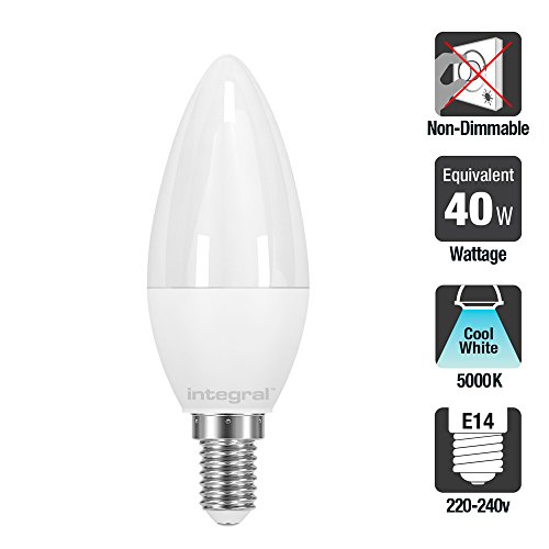 Integral LED - Bombilla de vela, LED (E14, rosca Edison pequeña, 5.5 W, 5000 K, 520 lm), luz fría