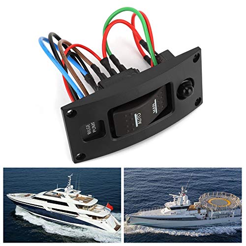 Interruptor basculante de bomba, interruptor basculante de bomba de sentina ON-OFF Interruptor de bomba de sentina basculante LED de lujo Panel y disyuntor