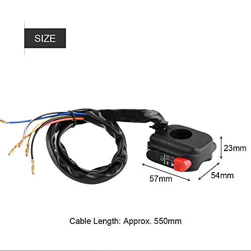 Interruptor Moto Manillar 22mm, Interruptor ON/OFF con Cables de Conexión