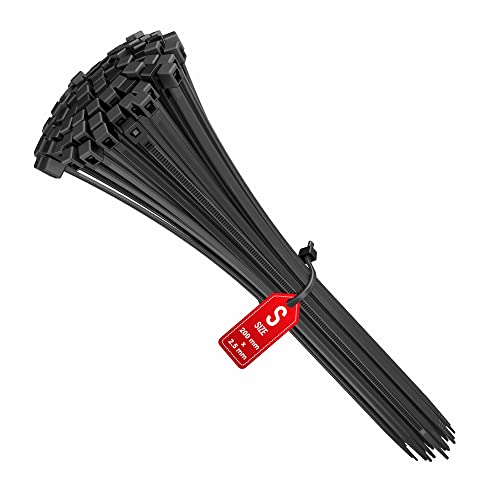 intervisio Bridas de Plastico para Cables 200mm x 2,5mm, Negro, 100 Piezas