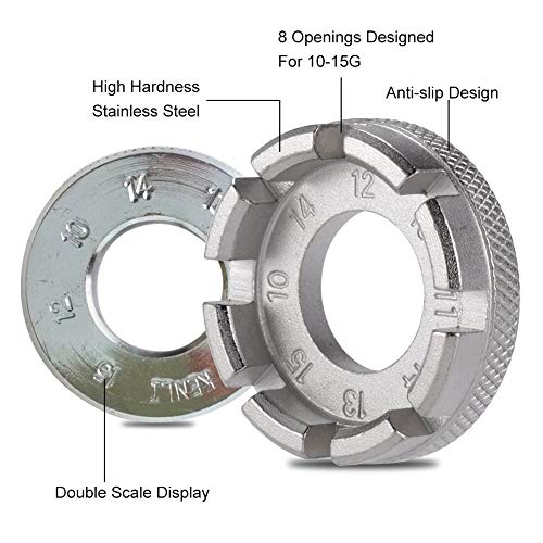 INTVN Extractor de Bielas de Bicicleta,Llave para radios de Bicicleta (Acero, 6 en uno, para Ajustar radios de Bicicleta)