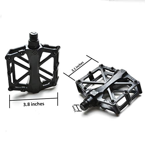 INTVN Pedales de Bicicleta, Cuerpo de fundición de aleación Ligera de Aluminio, Pedal de rodamiento Sellado DU para 9/16 MTB BMX Road Mountain Bike (Negro)