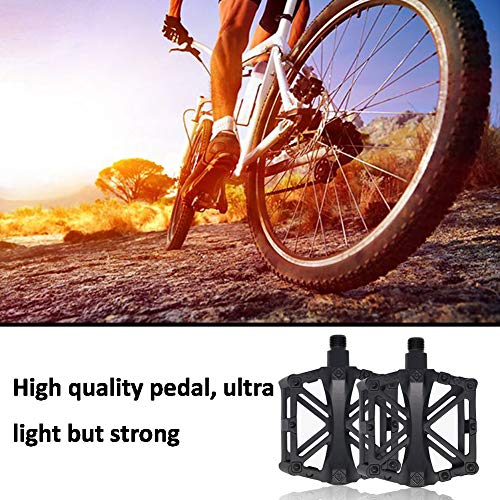 INTVN Pedales de Bicicleta, Cuerpo de fundición de aleación Ligera de Aluminio, Pedal de rodamiento Sellado DU para 9/16 MTB BMX Road Mountain Bike (Negro)