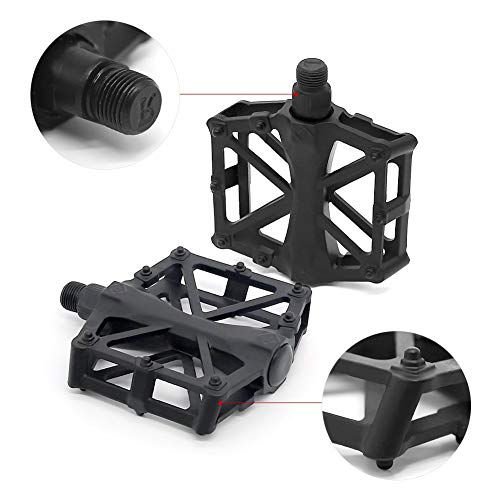 INTVN Pedales de Bicicleta, Cuerpo de fundición de aleación Ligera de Aluminio, Pedal de rodamiento Sellado DU para 9/16 MTB BMX Road Mountain Bike (Negro)