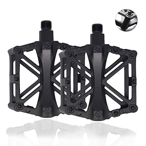 INTVN Pedales de Bicicleta, Cuerpo de fundición de aleación Ligera de Aluminio, Pedal de rodamiento Sellado DU para 9/16 MTB BMX Road Mountain Bike (Negro)