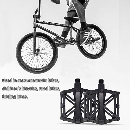 INTVN Pedales de Bicicleta, Cuerpo de fundición de aleación Ligera de Aluminio, Pedal de rodamiento Sellado DU para 9/16 MTB BMX Road Mountain Bike (Negro)