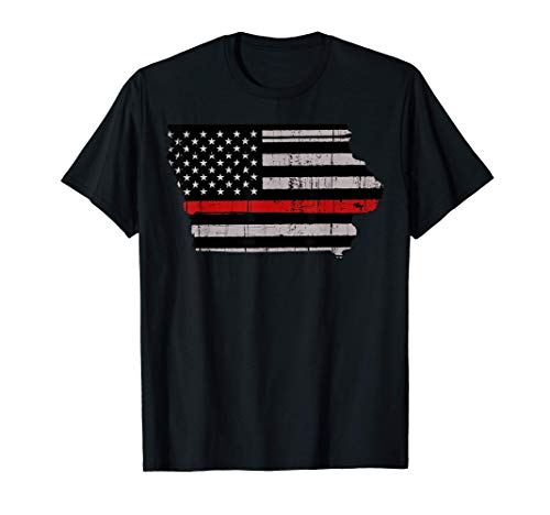 Iowa Thin Red Line Firefighter Fireman Heroic Gift Camiseta