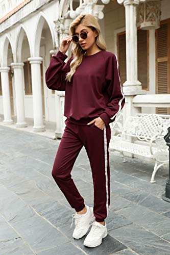 Irevial Conjunto Deporte Mujer, Chándal Mujer Completo 2 Piezas, Ropa Manga Larga de Casa Casual de Primavera Otoño, Conjunto Deportivo, Yoga, Fitness Mujer