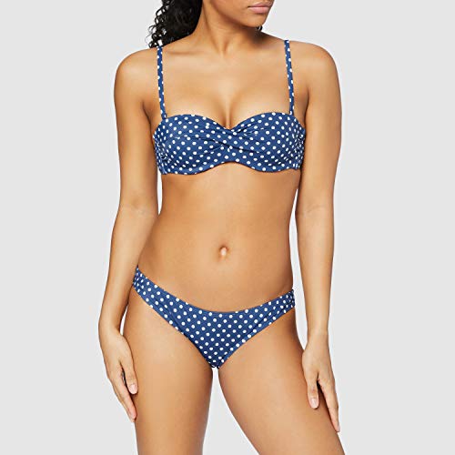 Iris & Lilly Am06 Parte Superior de Bikini, Azul Marino, Topos, 38