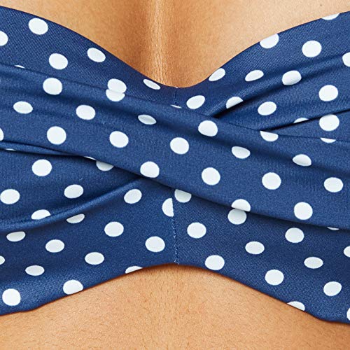 Iris & Lilly Am06 Parte Superior de Bikini, Azul Marino, Topos, 38