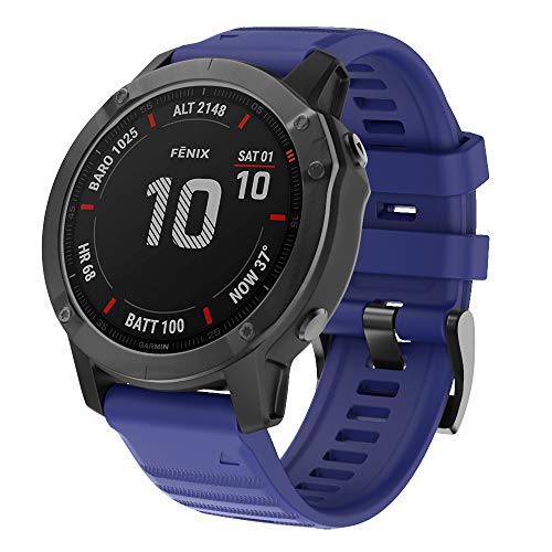 ISABAKE Correa de Reloj para Garmin Venu Fenix 6X / 6X Pro, Fenix 5X / 5X Plus, Accesorios Fenix 3/3 HR, Banda QuickFit de 26 mm de Ancho (Azuloscuro)