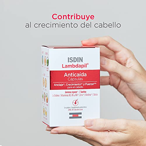 Isdin Lambdapil Cápsulas Anticaída del Cabello, Fortalece el Cabello y Ayuda a prevenir la Caída - 1 x 60 Cápsulas