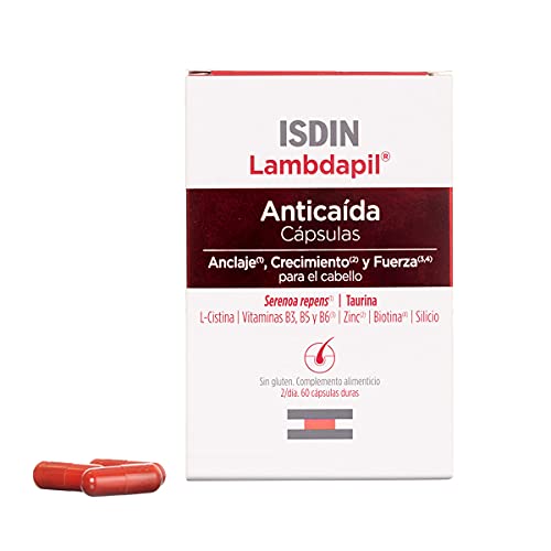 Isdin Lambdapil Cápsulas Anticaída del Cabello, Fortalece el Cabello y Ayuda a prevenir la Caída - 1 x 60 Cápsulas