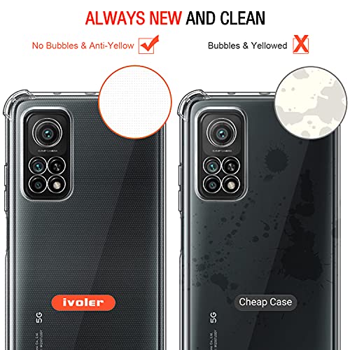 ivoler Funda para Xiaomi Mi 10T 5G / Xiaomi Mi 10T Pro 5G, Carcasa Protectora Antigolpes Transparente con Cojín Esquina Parachoques, Suave TPU Silicona Caso Delgada Anti-Choques Case