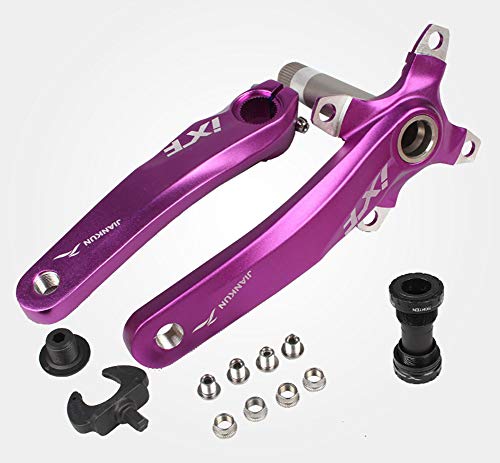 IXF - Juego de bielas para bicicleta de montaña, 170 mm, 104 BCD con kit de soporte inferior y pernos para plato para bicicleta de carretera MTB BMX, compatible con Shimano, FSA, Gaint (morado)