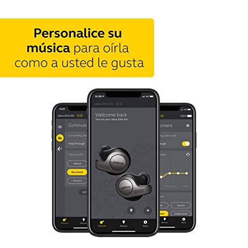 Jabra Elite 65t, Auriculares Bluetooth con Cancelación Pasiva del Ruido, Tecnología de Cuatro Micrófonos para Auténticas Llamadas Inalámbricas y Música, Negro Titanio