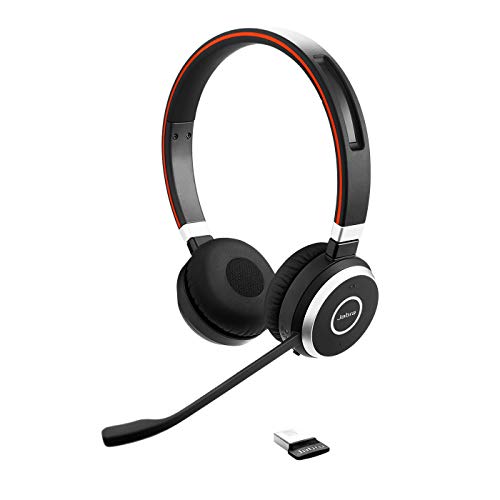 Jabra Evolve 65 Auriculares Inalámbricos Estéreo Certificados por Microsoft con Batería de Larga Duración, Adaptador Bluetooth USB, Negro