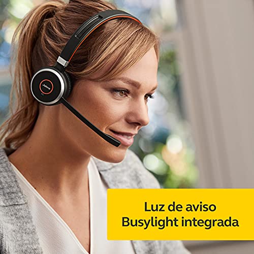 Jabra Evolve 65 Auriculares Inalámbricos Estéreo Certificados por Microsoft con Batería de Larga Duración, Adaptador Bluetooth USB, Negro