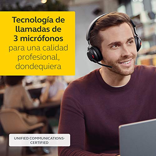 Jabra Evolve2 65 Auriculares Inalámbricos Estéreo con Cancelación de Ruido - Certificados para plataformas UC - Batería de Larga Duración - Adaptador Bluetooth USB-A - Negro