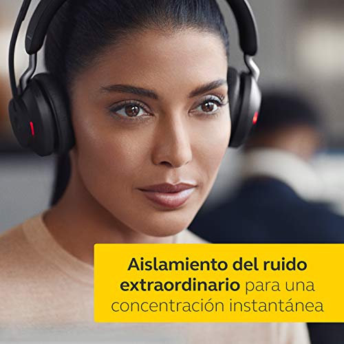 Jabra Evolve2 65 Auriculares Inalámbricos Estéreo con Cancelación de Ruido - Certificados para plataformas UC - Batería de Larga Duración - Adaptador Bluetooth USB-A - Negro