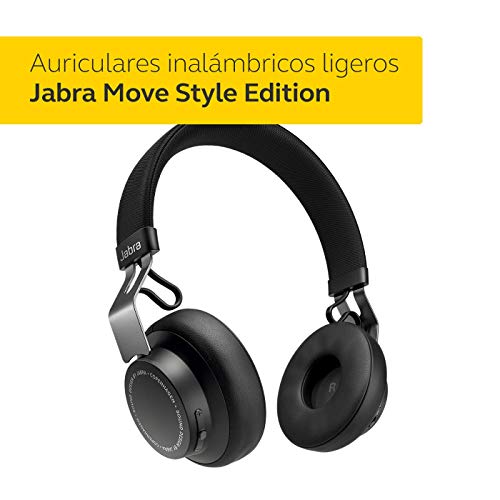 Jabra Move Style Edition – Auriculares On-Ear, Conexión Bluetooth con Smartphones, Ordenadores y Tabletas, Para Música y Llamadas Inalámbricas, Negro Titanio