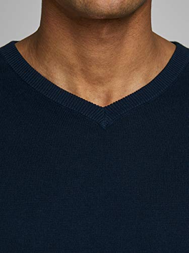 Jack & Jones Jjebasic Knit V-Neck Noos suéter, Azul (Navy Blazer Navy Blazer), Large para Hombre