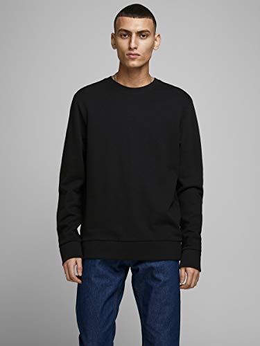 JACK & JONES Jjeholmen Sweat Crew Neck Noos, Suéter para Hombre, Negro (Black), Large