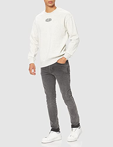 Jack & Jones JORWORLD Sweat Crew Neck SN Sudadera, White Melange/Fit: Relaxed/JJ, L para Hombre