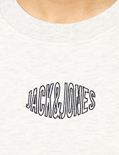 Jack & Jones JORWORLD Sweat Crew Neck SN Sudadera, White Melange/Fit: Relaxed/JJ, L para Hombre