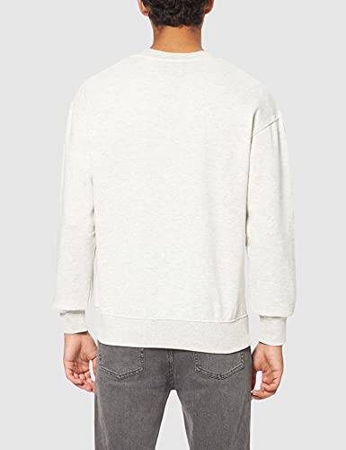 Jack & Jones JORWORLD Sweat Crew Neck SN Sudadera, White Melange/Fit: Relaxed/JJ, L para Hombre