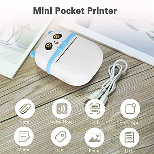 Jacksing Mini Impresora Fotográfica Portátil, con Papel Térmico Impresora Térmica Portátil, Impresora De Bolsillo para Material Escolar De Oficina Impresión De Fotos Pregunta Incorrecta