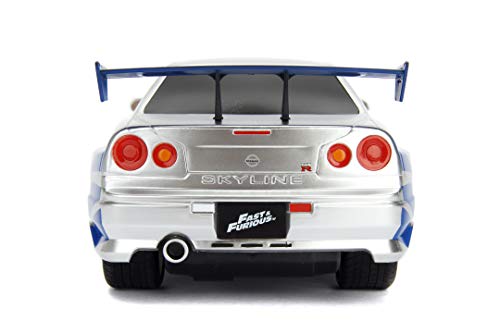 Jada Fast&Furious - Coche RC 2002 Nissan Skyline GT-R 1:16 (Radiocontrol con Mando) Blanco/Azul