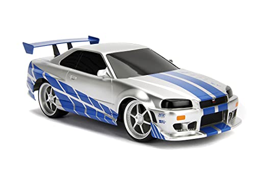 Jada Fast&Furious - Coche RC 2002 Nissan Skyline GT-R 1:16 (Radiocontrol con Mando) Blanco/Azul