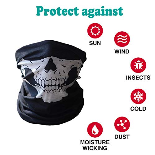 JAHEMU Máscara de Calavera Skull Mask Pasamontañas de Calavera Bandana Diadema Elástico Bufanda Respirable Moto Bici Máscara para Hombres y Mujeres Esquí Ciclismo Escalada 8 piezas