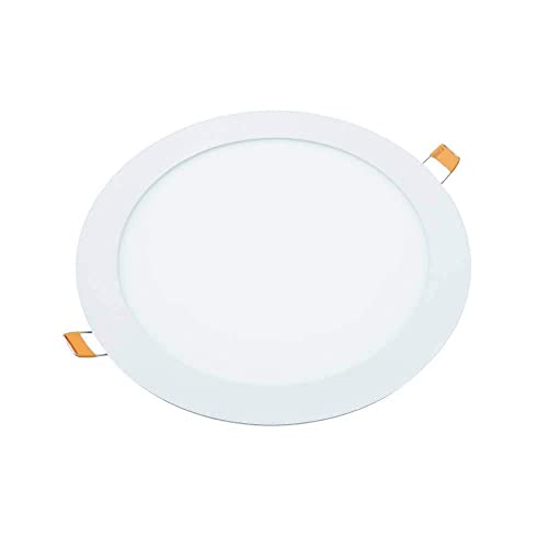 JANDEI - 5x Downlight LED 18W Redondo Plano De Empotrar, Aluminio Aro Blanco Mate, Para Hueco De 200-205mm Blanco (3000K, 5)