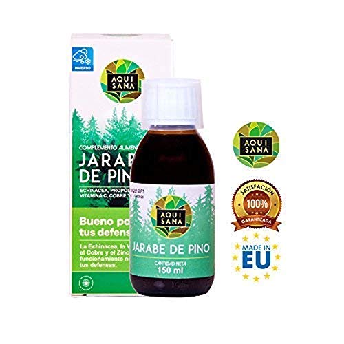 Jarabe de Pino Natural 150 ml| Jarabe Natural para la Tos|Jarabe con Equinacea + Propóleo +Vitaminas|Ayuda a reducir la Tos| Aquisana