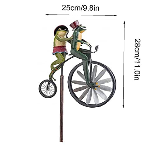 Jardín Vent Spinner bicicleta vintage Animal lindo rana estatuas esculturas para jardín, jardín, jardín, decoración, jardín, accesorios decorativos