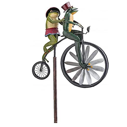 Jardín Vent Spinner bicicleta vintage Animal lindo rana estatuas esculturas para jardín, jardín, jardín, decoración, jardín, accesorios decorativos
