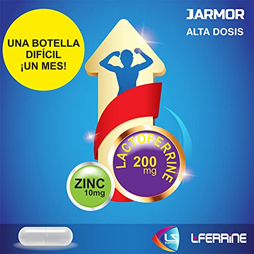Jarmor Lactoferrina Suplemento Pure 200 mg Con Zinc Alta Dosis 60 Cápsulas 30 Dosis