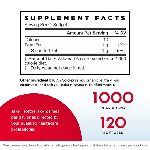 Jarrow Formulas Suplemento Dietético de Aceite Extra Virgen de Coco (100mg/c) - 120 Cápsulas